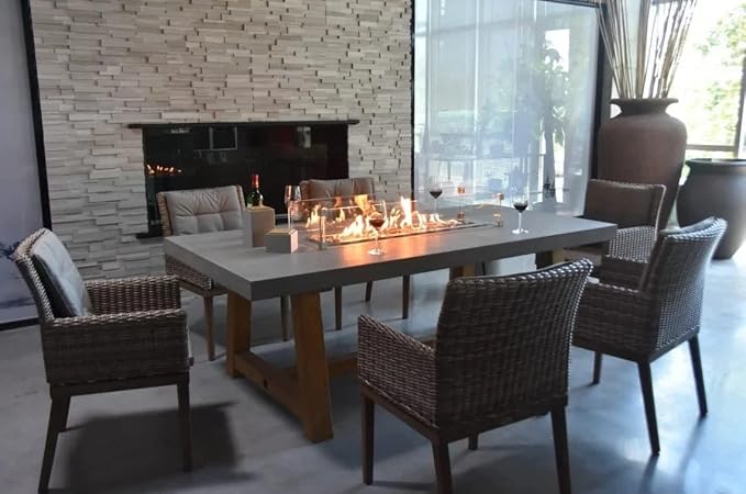 Elementi | Sonoma Gas Fire Pit Cast Concrete Rectangular Dining Fire Table - Image 9