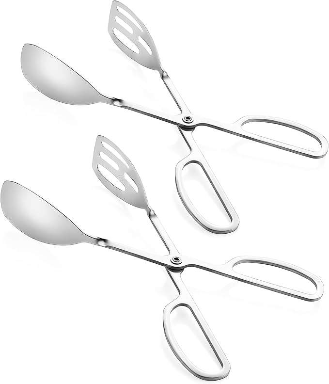 Stainless Steel Scissor Salad Tongs, 10-Inch Silver, 2-Pack