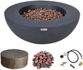 Elementi | Lunar Gas Fire Pit Cast Concrete 42" Round Fire Table, Outdoor Fire by AMSFireplaceInc