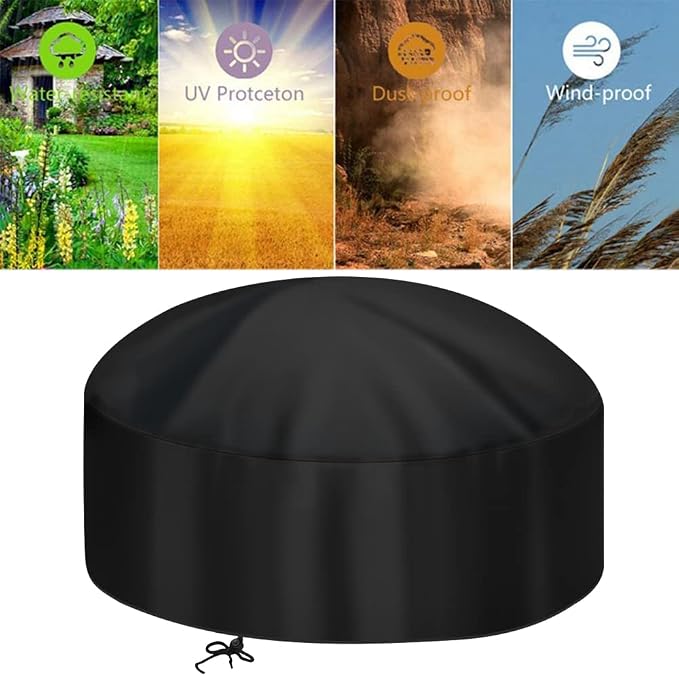 50 Inch Fire Pit Cover for 48-50 in Round Fire Pit, Heavy Duty 300D Oxford - Image 3