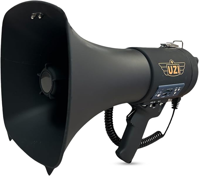 Uzi High Power Loud Big Bluetooth Megaphone 50W, Professional Bullhorn by UZI