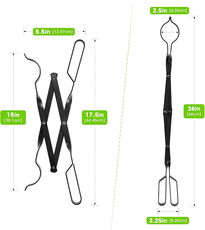 Fireplace Tongs 26”, himaly Heavy Duty Wrought Iron Steel Fireplace Poker Tools - Image 7