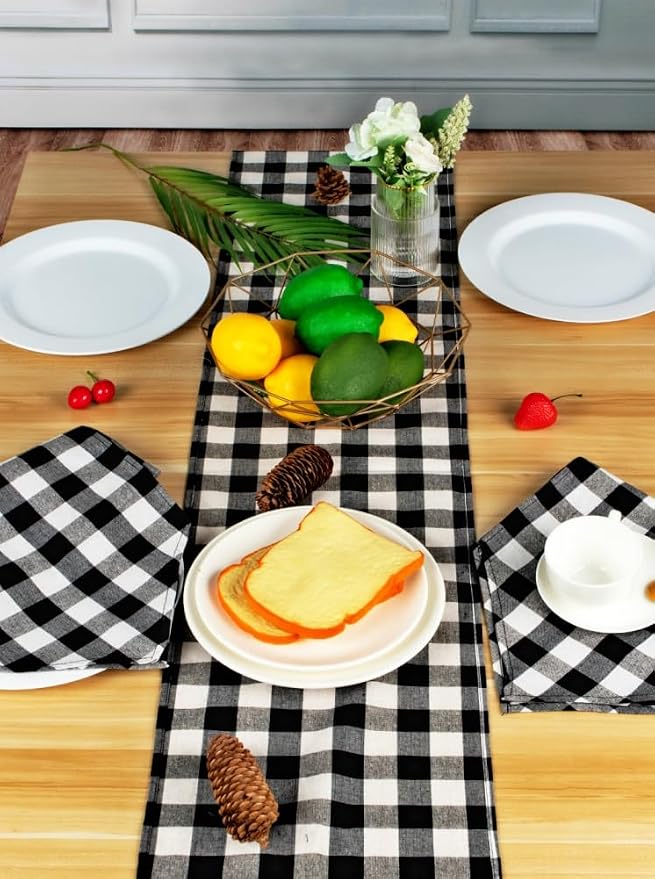 8 Pack Buffalo Check Table Runners Plaid Table Runner - Image 2