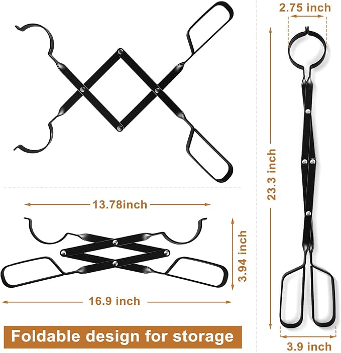 Cyrico Fire Poker and Fire Tongs Set, Heavy Duty 31 Inch Fireplace Poker - Image 2