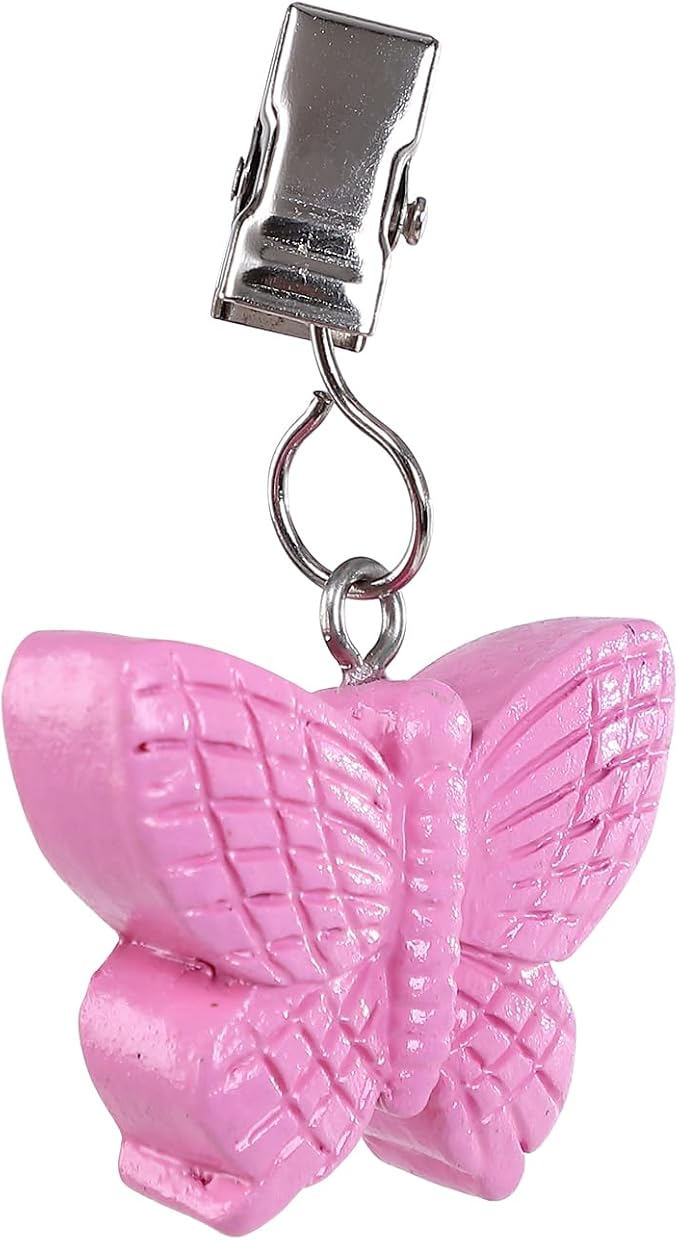TwoFish Home Set of 4 Pink Butterfly Tablecloth Weights Clips Pink Butterfly - Image 5