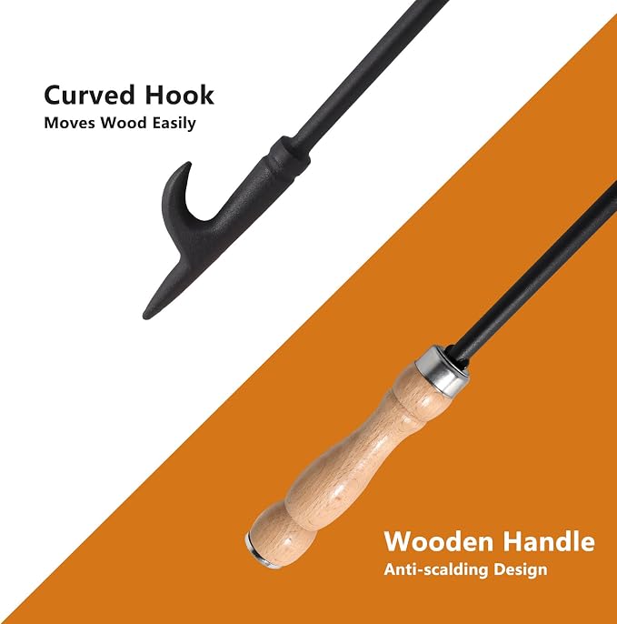 Heavy Duty 32” Long Fireplace Fire Pit Campfire Poker Stick and 26” Fireplace - Image 3