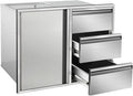 Outdoor Kitchen Door Drawer Combo Cabinet 28" W x 22" H x 19.5" D Stainless by SGOLAN
