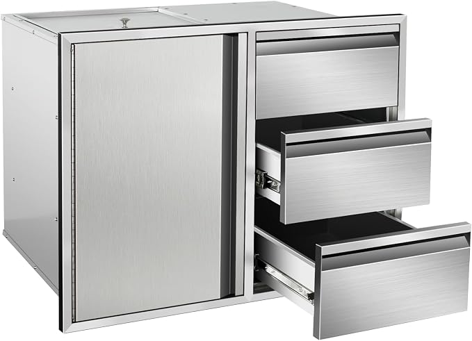 Outdoor Kitchen Door Drawer Combo Cabinet 28" W x 22" H x 19.5" D Stainless by SGOLAN