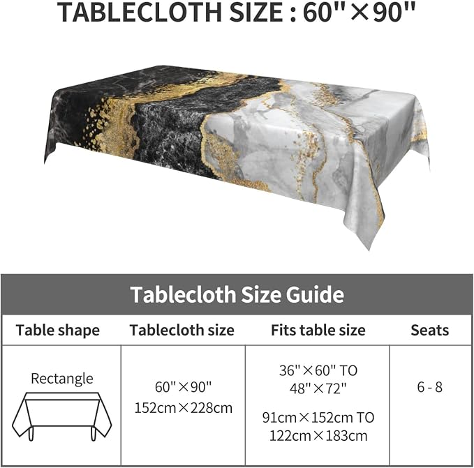 Worltoldb Marble Print Tablecloths Polyester Table Cloth - Image 3