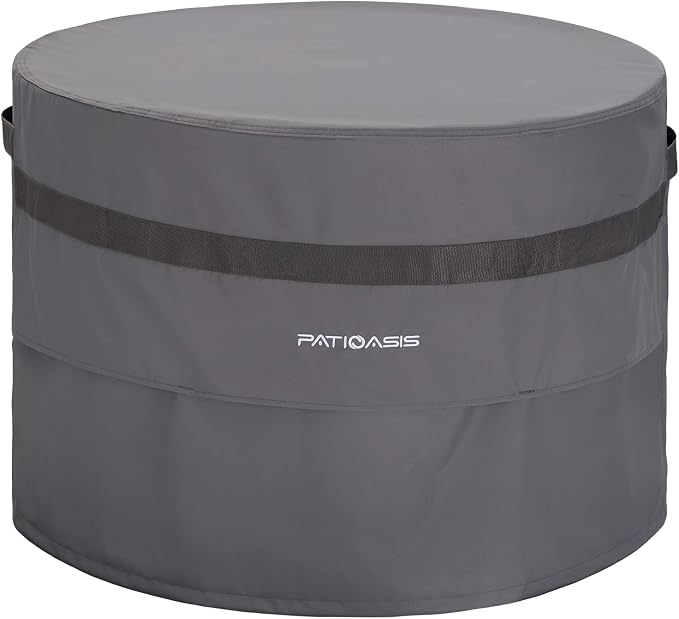 Waterproof Fire Pit Cover Round 40''d x 24''h Grey UV-Resistant Ripproof by PATIOASIS