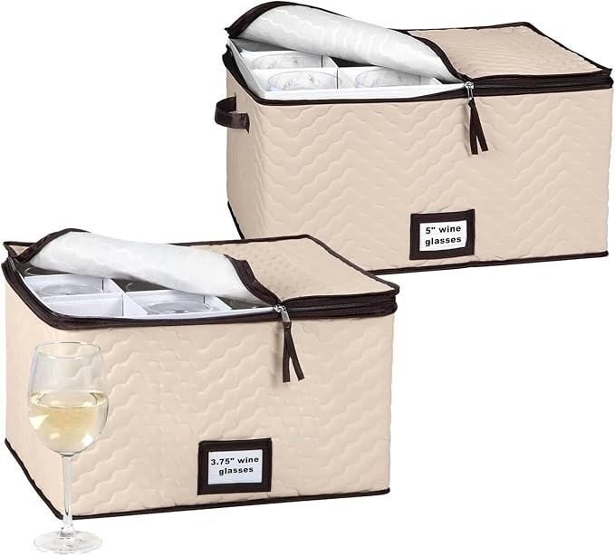 Wine Glass Storage Box with Dividers by HOLDN%E2%80%99STORAGE