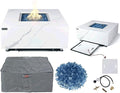 Elementi+ | Bianco Gas Fire Pit | Marble Porcelain & Metal Frame | 40" Square by AMSFireplaceInc