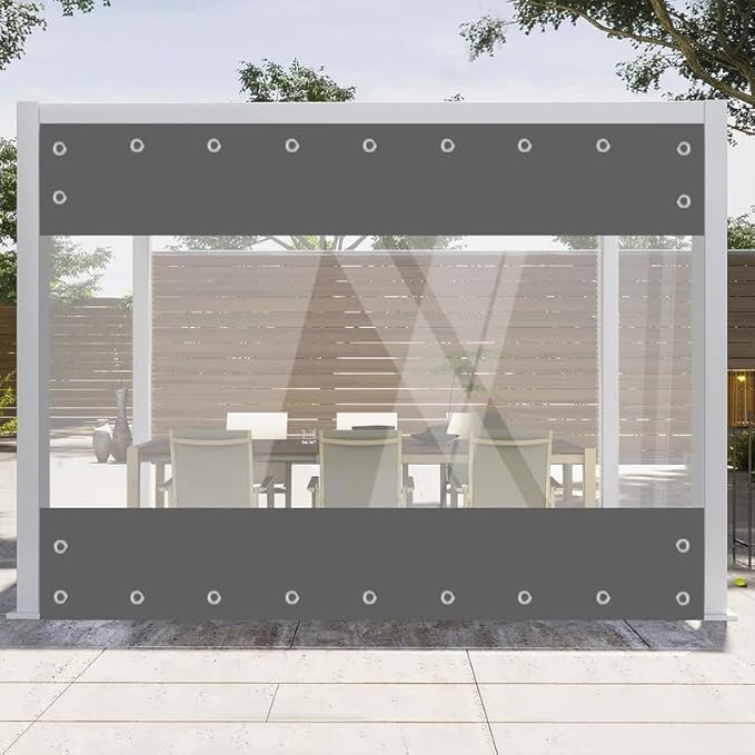 Clear Vinyl Curtains for Patio Enclosure, 23oz Heavy Duty Waterproof Anti-UV by JIANYANA