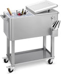 EDOSTORY 80 Quart Rolling Ice Chest Cooler Cart, Patio Backyard Party Drink by EDOSTORY