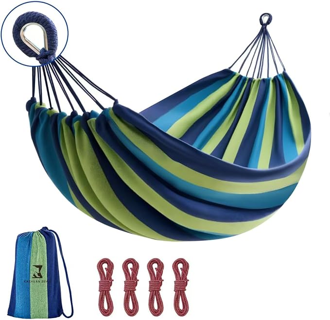 Hammock, Green 100% Cotton, 600 lb Capacity, 106 x 59 Inches