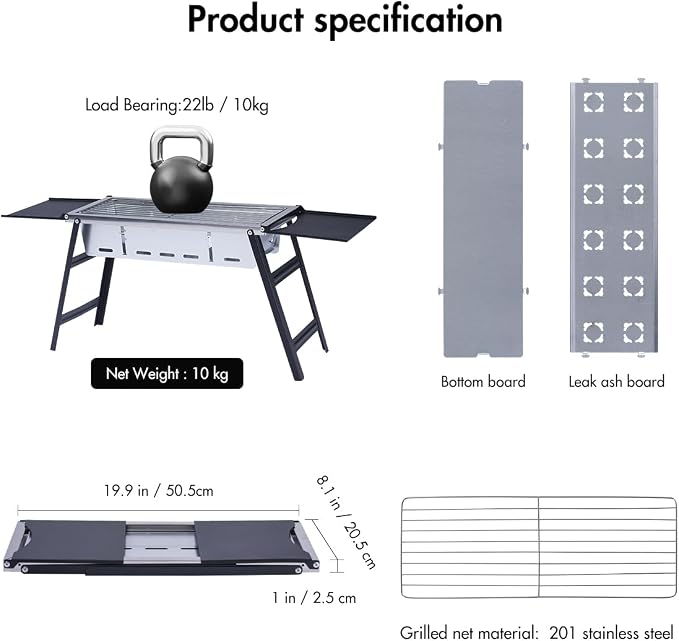 Outdoor Foldable Portable Barbecue Grills Stainless Steel Charcoal BBQ Tool - Image 4