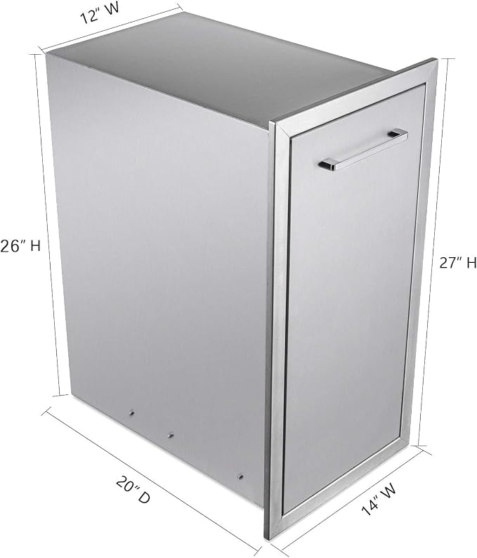 TIANAI 14" Single Pull-Out Trash Drawer Stainless Steel Outdoor Kitchen Trash - Image 3