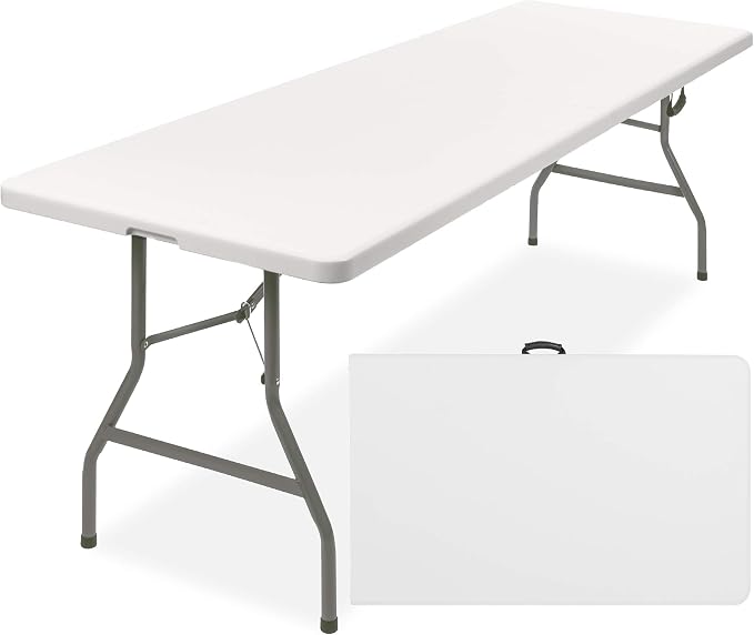Best Choice Products 8ft Plastic Folding Table, Indoor Outdoor Heavy Duty by BestChoiceProducts