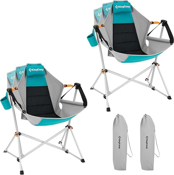 Hammock Chair, 2-Pack Cyan, 400 lb Capacity, Foldable Frame