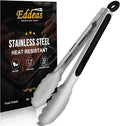 Kitchen Tongs - 9 inch Heavy Duty Food Tongs, Ergonomic Grip Superior Stainless by Eddeas
