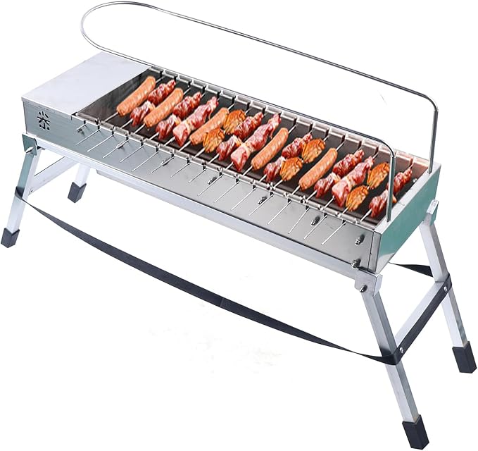 Automatic Rotating Electric BBQ Grill Foldable Kabob Grill Stainless Steel by Unknown