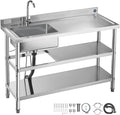 VEVOR Stainless Steel Utility Sink, Free Standing Single Bowl Commercial by VEVOR