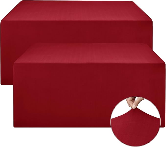 Nasitos Fitted Red Tablecloths for 8 Foot Tables by Nasitoshomedecor