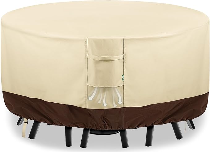 Round Patio Furniture Covers, 600D Heavy-duty UV-Resistant Fade-Proof Protection by Unknown