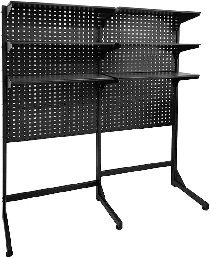 JZD Steel Free Standing Pegboard Shelf Unit, Metal Pegboard Floor Display System by JZD