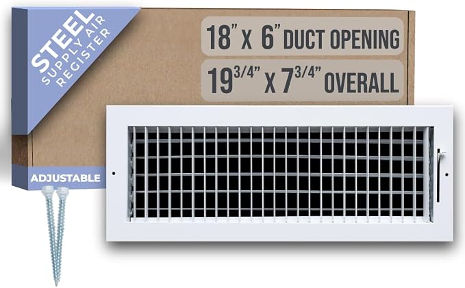Fits 18x6 Duct Opening Steel Adjustable Air Supply Grille by Handua | Register by Handua