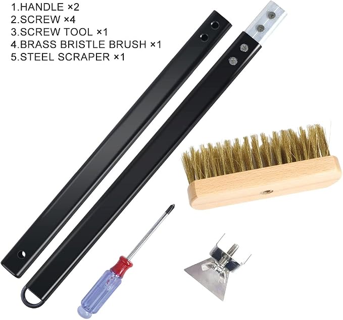 Pizza Oven Brush with Scraper Brass Bristles Pizza Brush - Image 7