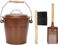 Mini Ash Bucket with Lid, 1.5-Gallon Pail with Shovel and Hand Broom, Metal by MyFirePlaceDirect