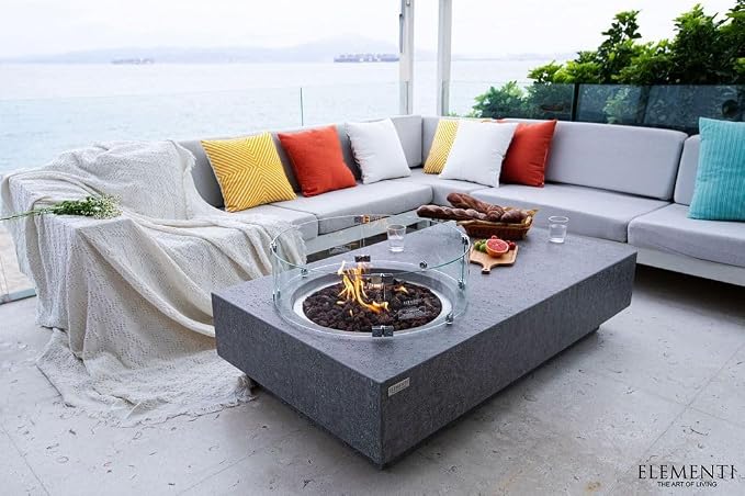 Elementi | Bundle Metropolis Gas Fire Pit Cast Concrete 56" Rectangular Fire - Image 6