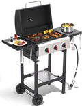 Propane Gas Grill with Folding Side Tables, 3-Burner Gas Grill with Cast Iron by Unknown