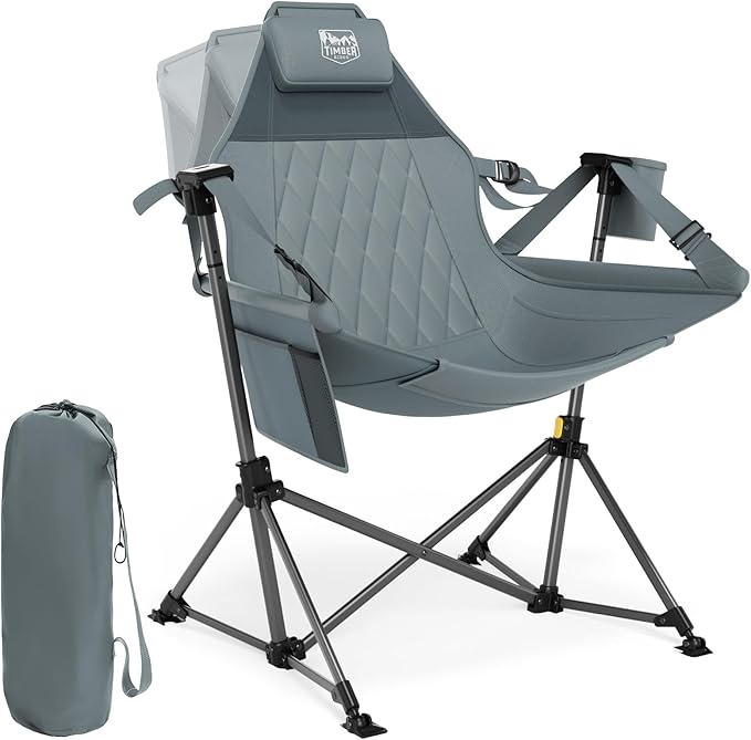 Camping Hammock Chair, Large Grey Steel Frame, 400 lb Capacity
