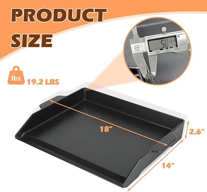 Universal Cast Iron Griddle 18.6" x 14", Pre-Seasoned Nonstick Flat Top Grill - Image 2