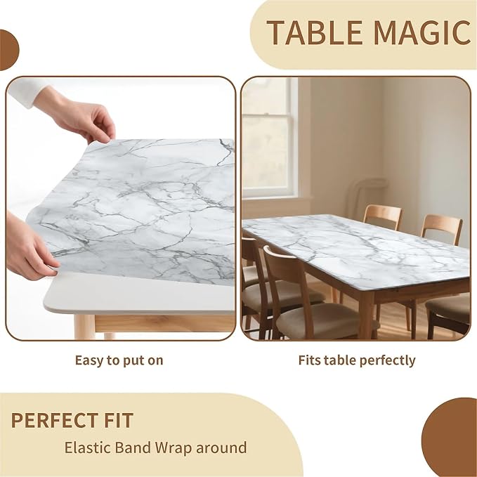 Rectangle Table Cloth Cover Waterproof Elastic Fitted Polyester Fitted - Image 4