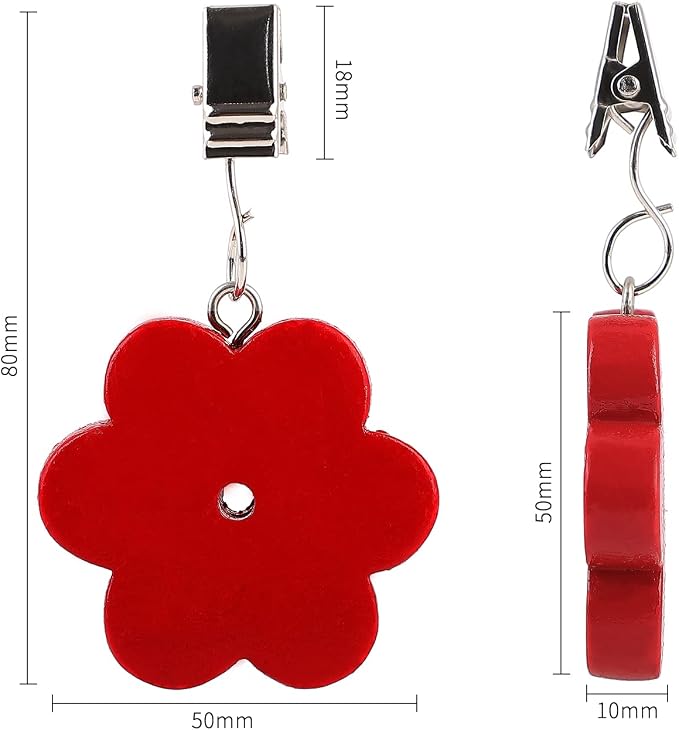 TwoFish Home Set of 4 Red Flower Tablecloth Weights Clips Handicraft Red Flower - Image 5