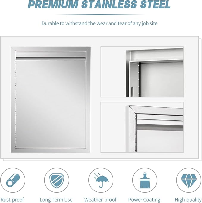 Outdoor Kitchen Door 18" W x 21" H inch Double Wall Door Panel Stainless Steel - Image 4