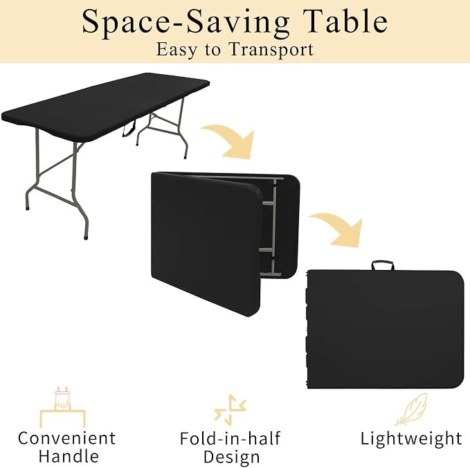 Folding Tables with Carrying Handle Lightweight Rectangular Portable Plastic - Image 4