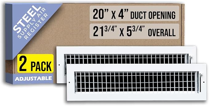 Fits 20x4 Duct Opening Steel Adjustable Air Supply Grille by Handua | Register by Handua