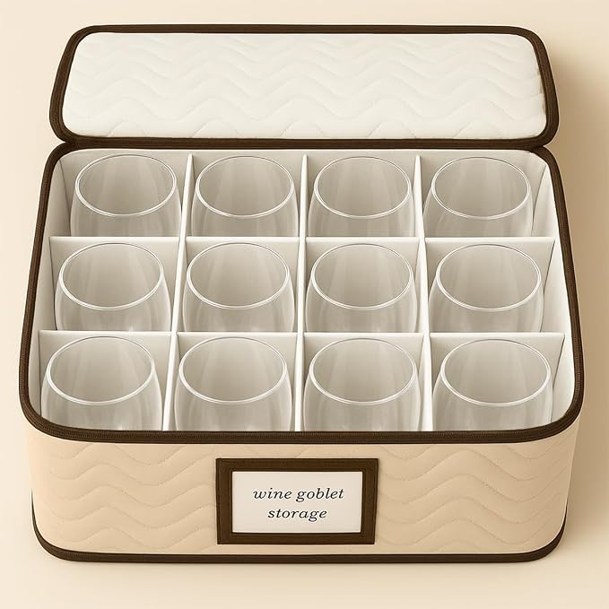 Wine Glass Storage Box with Dividers - Image 6