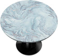 Blue Silver Marble Pattern Round Table Cloth Cover, Elastic Edge Waterproof by ModaQua