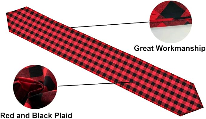 4 Pack Buffalo Check Table Runners Red and Black Plaid Table Runner - Image 6