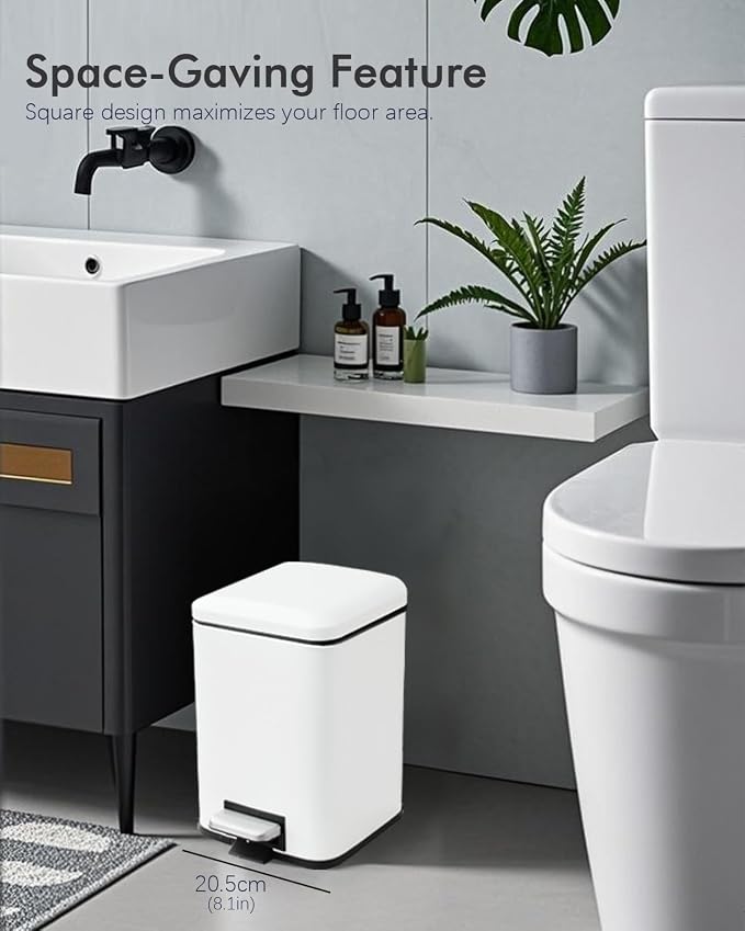 Bathroom Trash Can with Lid, 6 Liter / 1.6 Gallon Small Trash Can with - Image 2