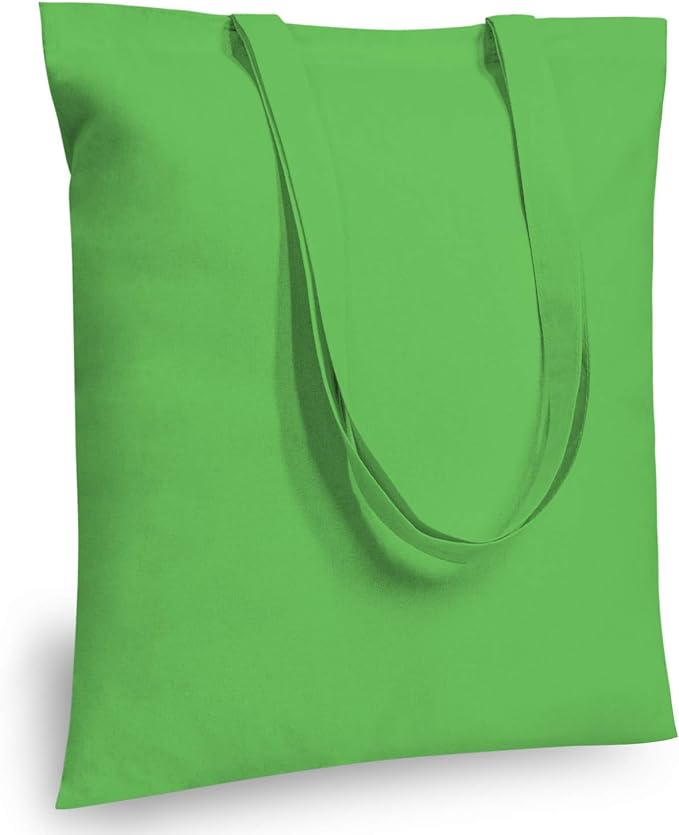 TOPDesign 12-Pack Economical 16"x15" Lime Green Cotton Tote Bag, Lightweight by TOPDesign