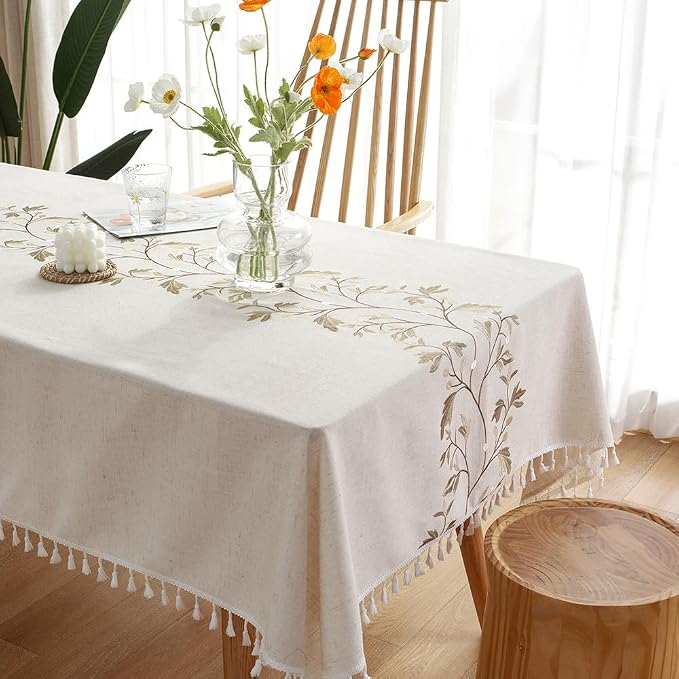 Pahajim Rustic Linen Tablecloth Cotton Waterproof Table Cloth - Image 7