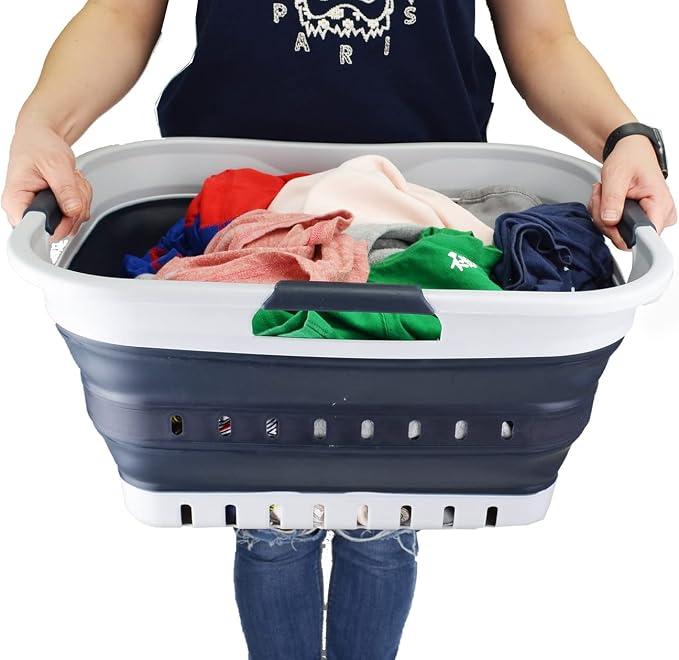 SAMMART 30L Collapsible Plastic Laundry Basket/Hamper-Foldable Storage - Image 6