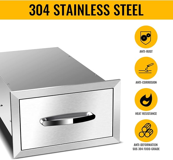 Outdoor Kitchen Stainless Steel Triple Access BBQ Drawers - Image 6