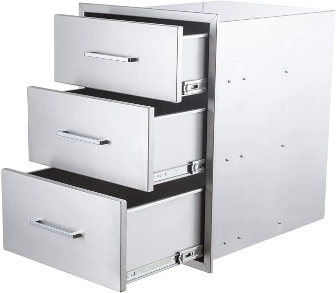 yuxiangBBQ Outdoor Kitchen Drawers Stainless Steel 3-Drawer BBQ Drawer 18" W x by Unknown
